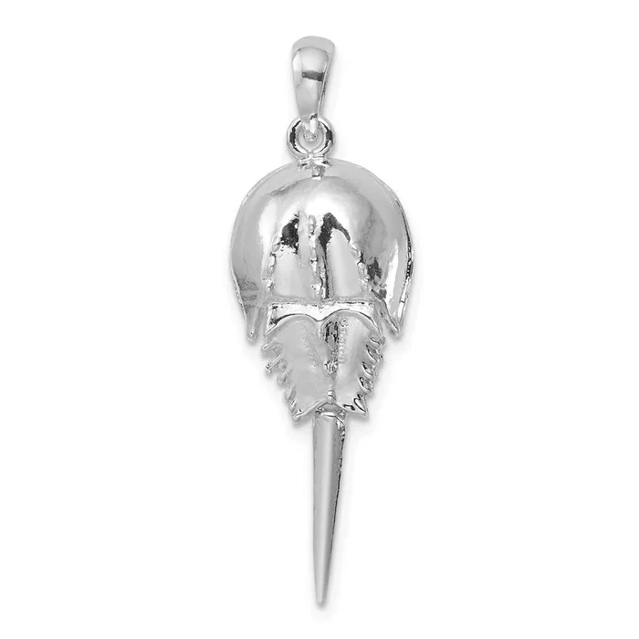 Necklaces TreasureFineJewelers Sterling Silver Polished Moveable Tail Horse Shoe Crab Pendant Necklaces TreasureFineJewelers Sterling Silver Polished Moveable Tail Horse Shoe Crab Pendant