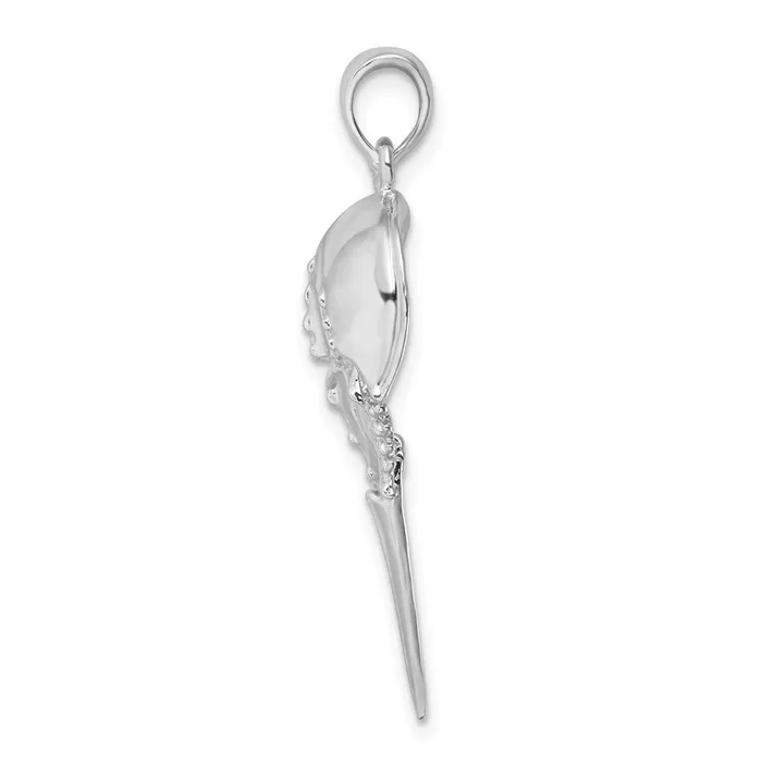 Necklaces TreasureFineJewelers Sterling Silver Polished Moveable Tail Horse Shoe Crab Pendant