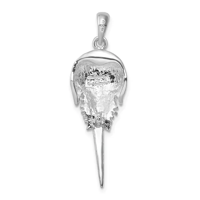 Necklaces TreasureFineJewelers Sterling Silver Polished Moveable Tail Horse Shoe Crab Pendant