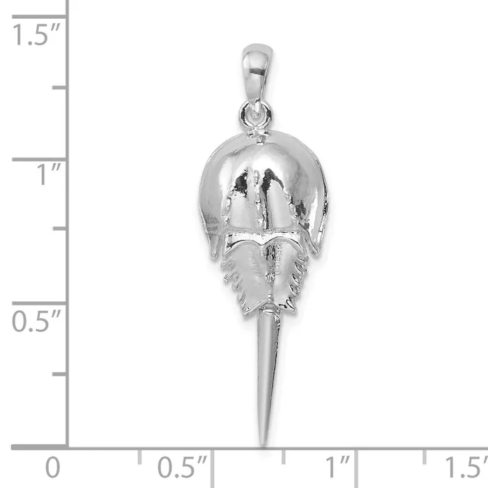 Necklaces TreasureFineJewelers Sterling Silver Polished Moveable Tail Horse Shoe Crab Pendant