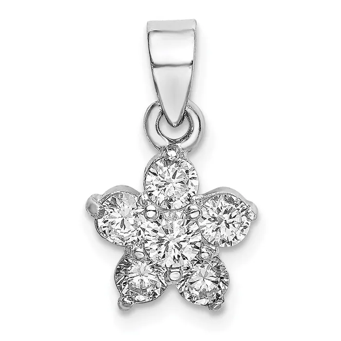 Necklaces TreasureFineJewelers Sterling Silver RhodiumPlated CZ Star Motif Pendant Necklaces TreasureFineJewelers Sterling Silver RhodiumPlated CZ Star Motif Pendant