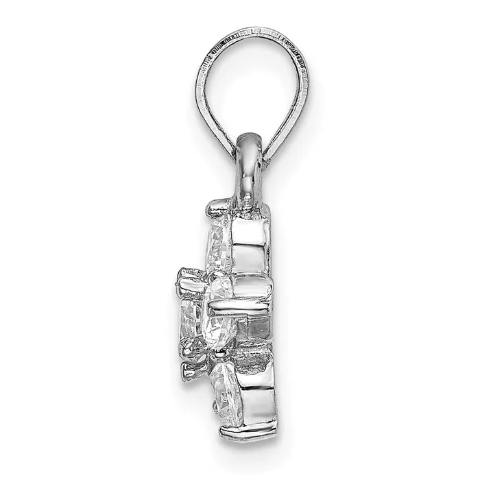 Necklaces TreasureFineJewelers Sterling Silver RhodiumPlated CZ Star Motif Pendant