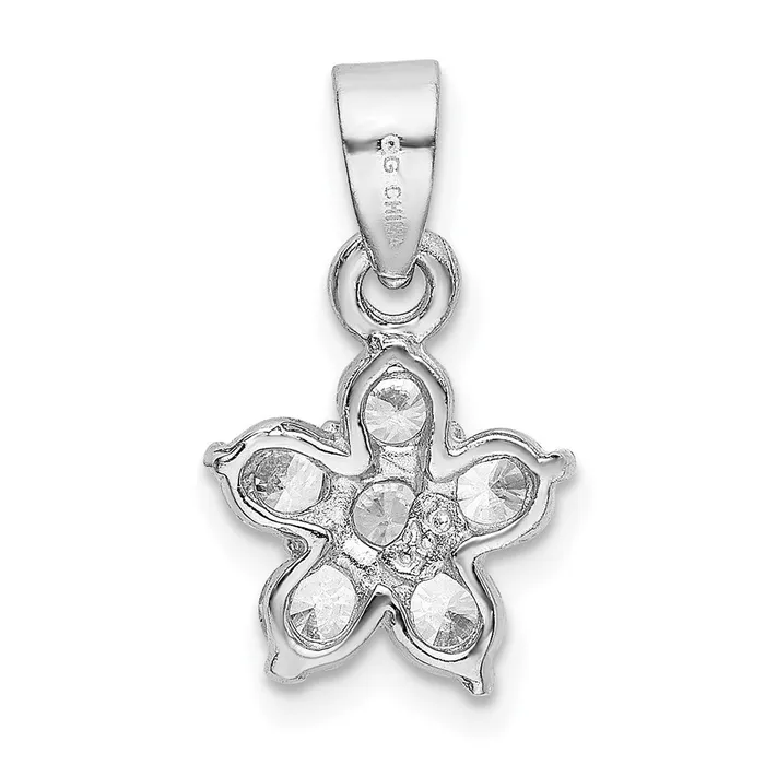 Necklaces TreasureFineJewelers Sterling Silver RhodiumPlated CZ Star Motif Pendant