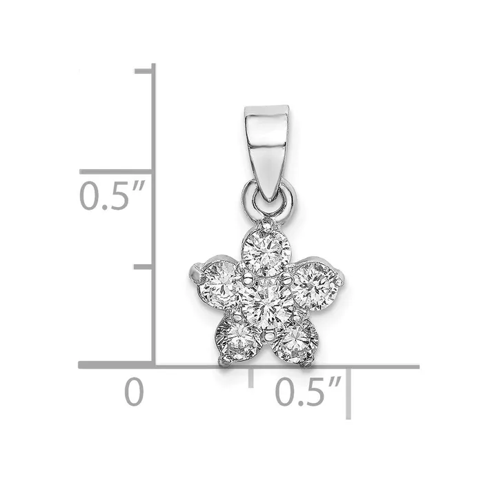 Necklaces TreasureFineJewelers Sterling Silver RhodiumPlated CZ Star Motif Pendant