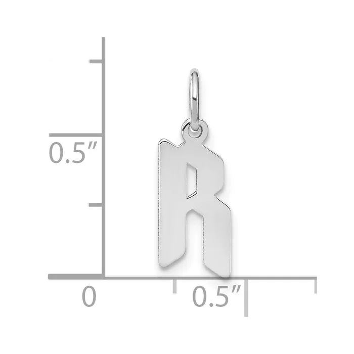 Necklaces TreasureFineJewelers Sterling Silver Rhodiumplated Letter R Initial Pendant
