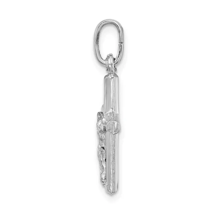 Necklaces TreasureFineJewelers Sterling Silver Rhodiumplated Polished Crucifix Cross Pendant