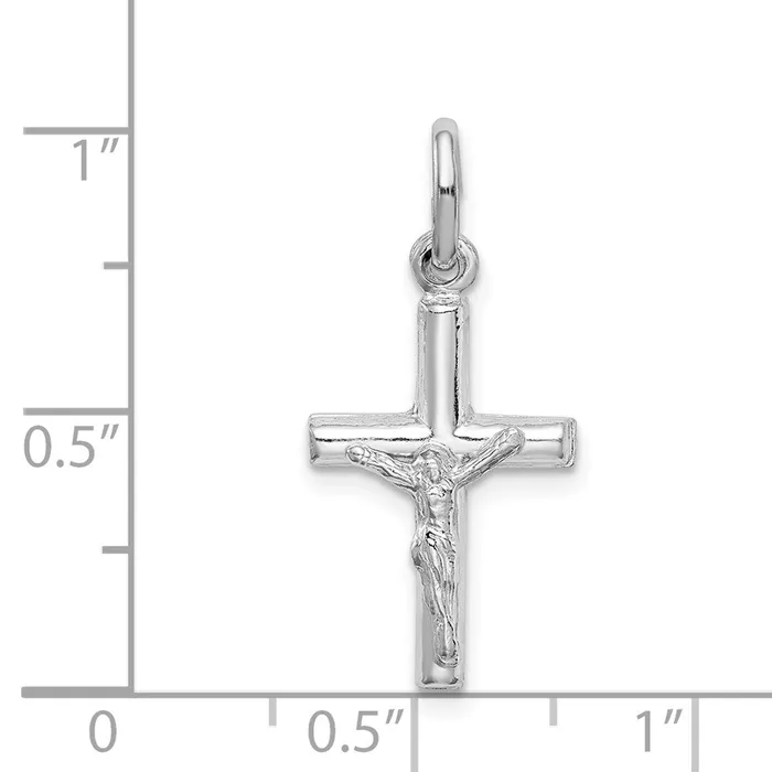 Necklaces TreasureFineJewelers Sterling Silver Rhodiumplated Polished Crucifix Cross Pendant