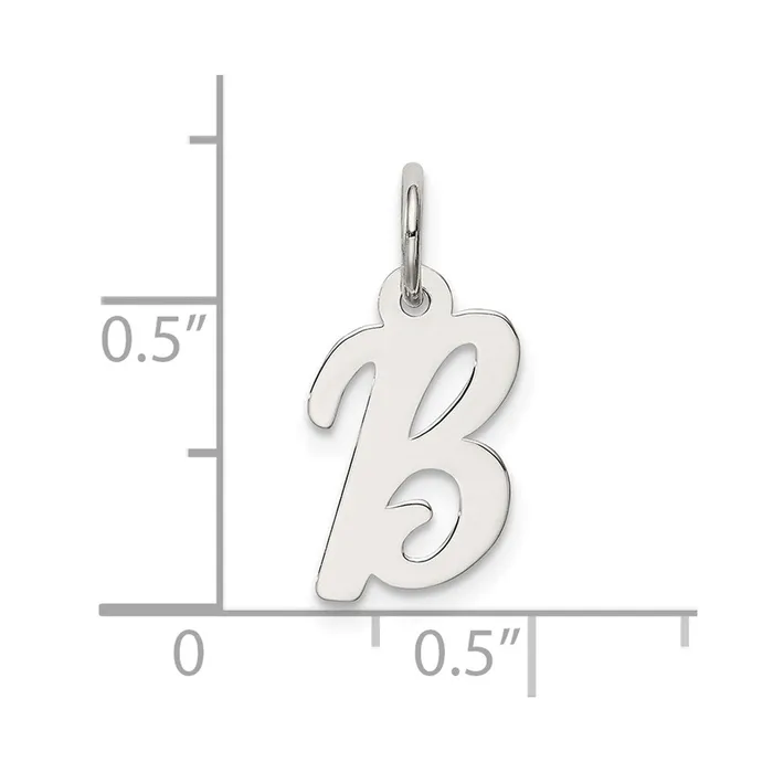Necklaces TreasureFineJewelers Sterling Silver Rhodiumplated Script Letter B Initial Charm