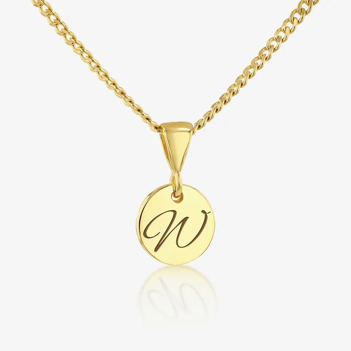Necklaces W Initial Cursive Engraved Pendant Necklace 14K 925 Gold Vermeil Ema Jewels
