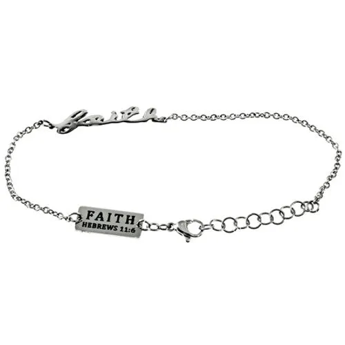 North Arrow Shop Bracelets FAITH Bracelet Hebrews 116 Bible Verse Adjustable 7 to 8 Steel Chain North Arrow Shop Bracelets FAITH Bracelet Hebrews 116 Bible Verse Adjustable 7 to 8 Steel Chain
