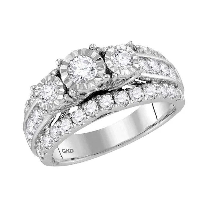 North Arrow Shop Rings 14kt white gold womens round diamond 3 stone bridal wedding engagement ring band set 200 cttw117033 North Arrow Shop Rings 14kt white gold womens round diamond 3 stone bridal wedding engagement ring band set 200 cttw117033