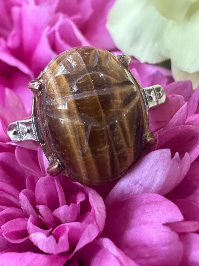 ONeills Estate Jewelry Rings 10 Karat Yellow Gold Tiger Eye Ring 20001593