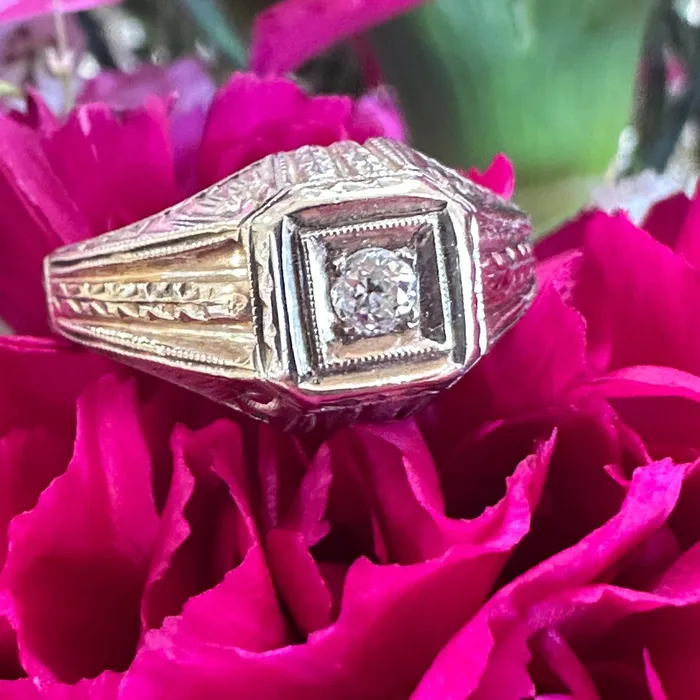 ONeills Estate Jewelry Rings 14 Karat White Gold Art Deco Diamond Ring 13000922 ONeills Estate Jewelry Rings 14 Karat White Gold Art Deco Diamond Ring 13000922