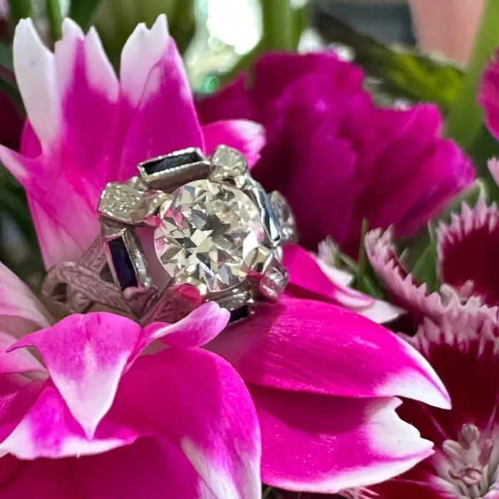 ONeills Estate Jewelry Rings 20 Karat White Gold Art Deco Diamond Ring 10000918 ONeills Estate Jewelry Rings 20 Karat White Gold Art Deco Diamond Ring 10000918