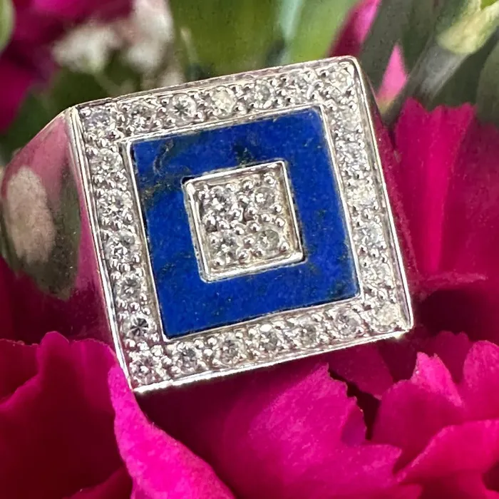 ONeills Estate Jewelry Rings Mens Lapis and Diamond Ring 20500048
