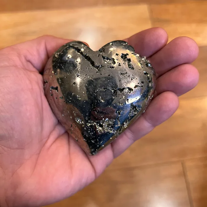 Polished Pyrite Heart Size 5 Twin Rocks and Crystals Necklaces