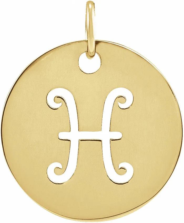 PreStyled Sets 14K Yellow Gold 165 mm Pisces Zodiac Disc Pendant TreasureFineJewelers