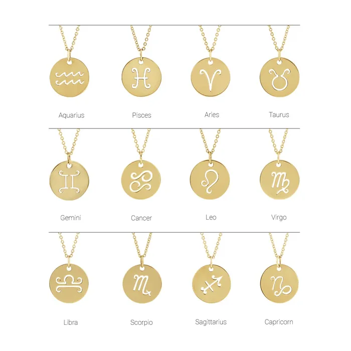 PreStyled Sets 14K Yellow Gold 165 mm Pisces Zodiac Disc Pendant TreasureFineJewelers