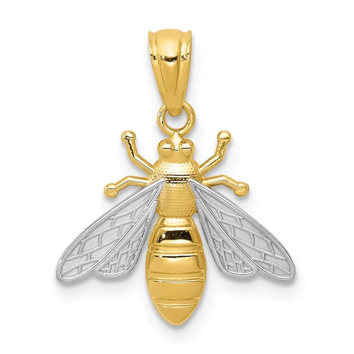 PreStyled Sets 14k Yellow Gold Rhodium wRhodium Bee Pendant TreasureFineJewelers