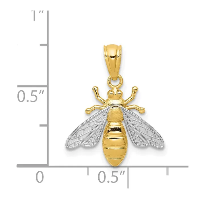 PreStyled Sets 14k Yellow Gold Rhodium wRhodium Bee Pendant TreasureFineJewelers