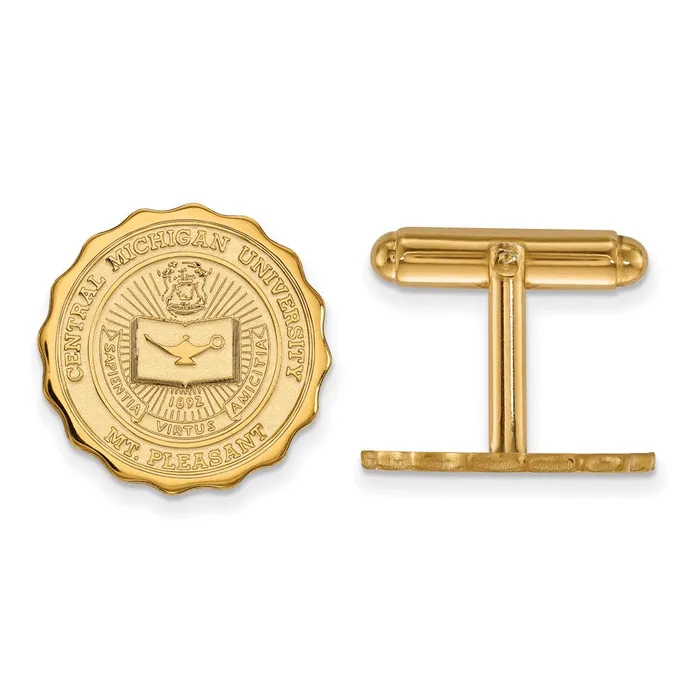 PreStyled Sets TreasureFineJewelers 14K Yellow Gold Central Michigan University Crest Cuff Link