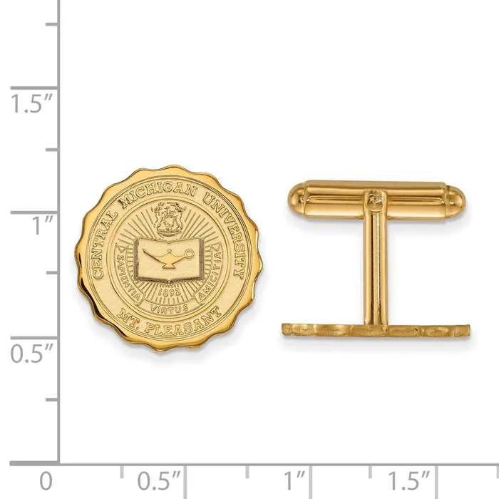 PreStyled Sets TreasureFineJewelers 14K Yellow Gold Central Michigan University Crest Cuff Link