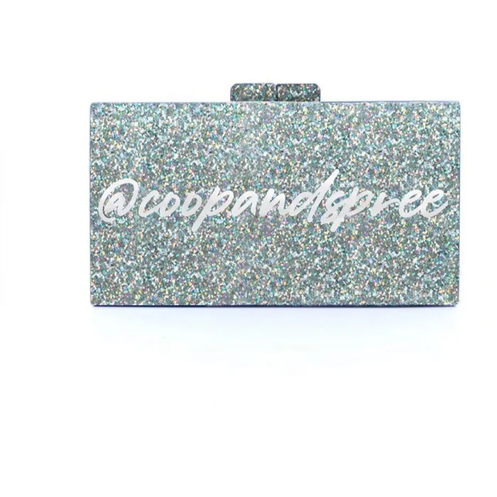 Rae of Light Silver Sparkle Custom Acrylic Clutch Rae of Light Necklaces