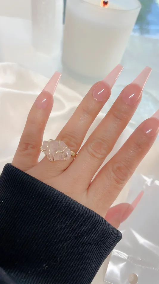 Raw Rose Quartz Crystal Ring MP Jewelry Rings