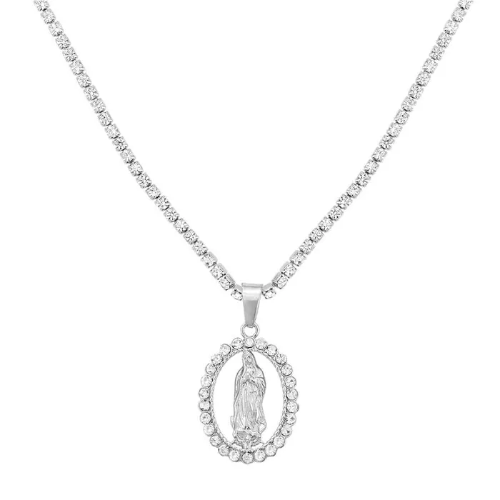 Religious Faith Vintage Gold Silver Virgin Mary Virgencita Necklace Trendolla Jewelry Necklaces
