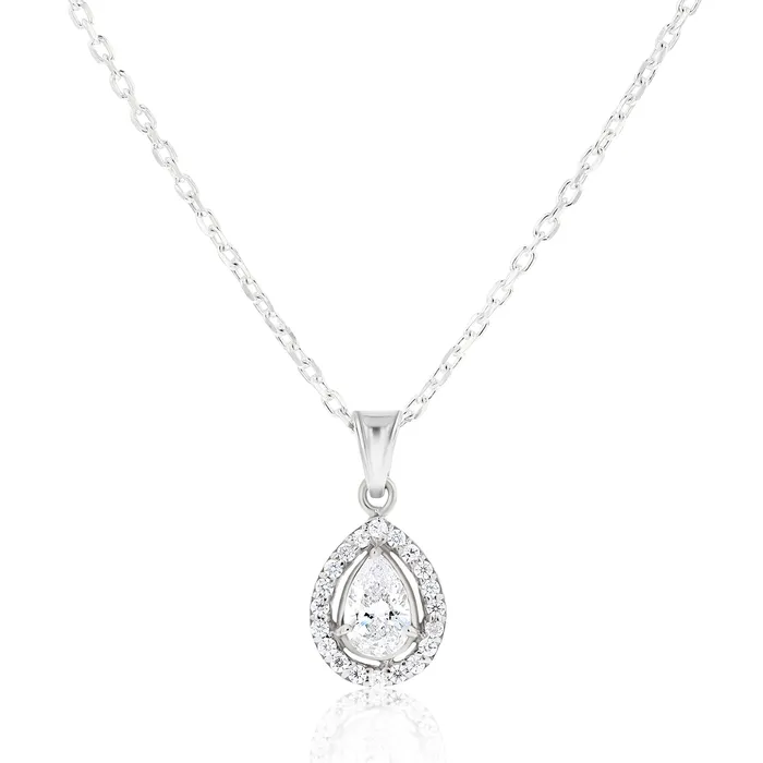 Rhea Crystal Sterling Silver Necklace Earrings SET Ema Jewels Necklaces