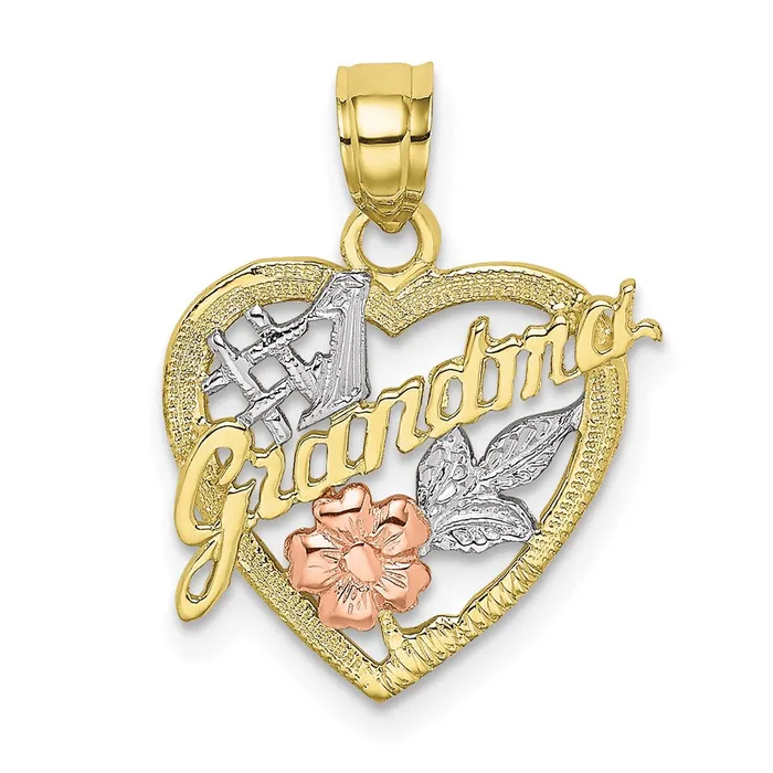 Rings 10K Twotone wWhite Rhodium 1 GRANDMA In Heart Charm TreasureFineJewelers Rings 10K Twotone wWhite Rhodium 1 GRANDMA In Heart Charm TreasureFineJewelers