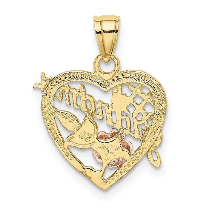 Rings 10K Twotone wWhite Rhodium 1 GRANDMA In Heart Charm TreasureFineJewelers