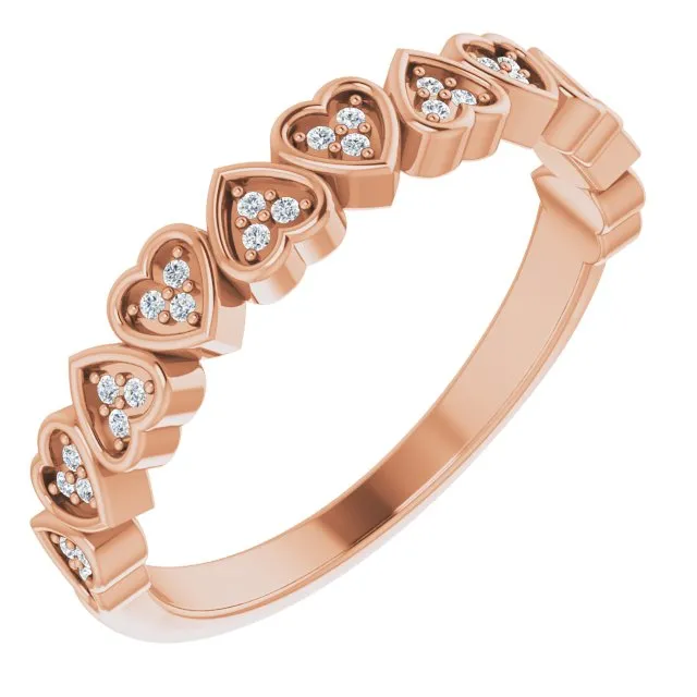 Rings 14K Rose 07 CTW Diamond Heart Anniversary Band TreasureFineJeweler Rings 14K Rose 07 CTW Diamond Heart Anniversary Band TreasureFineJeweler