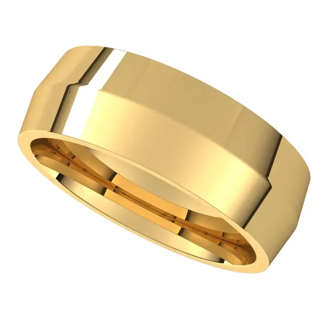 Rings 14K Yellow Gold 7 mm Knife Edge Comfort Fit Wedding Band TreasureFineJewelers