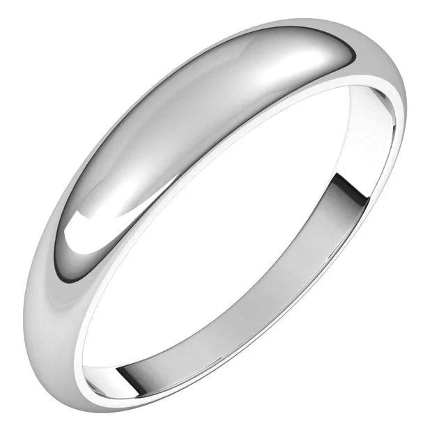 Rings 18K White Gold 4 mm Half Round Tapered Wedding Band TreasureFineJewelers
