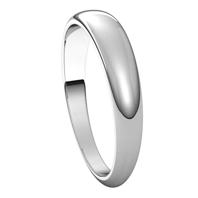 Rings 18K White Gold 4 mm Half Round Tapered Wedding Band TreasureFineJewelers