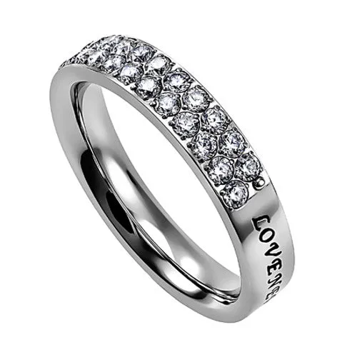 Rings LOVE NEVER FAILS 1 Corinthians Ring Stainless Steel with CZ Stones North Arrow Shop Rings LOVE NEVER FAILS 1 Corinthians Ring Stainless Steel with CZ Stones North Arrow Shop