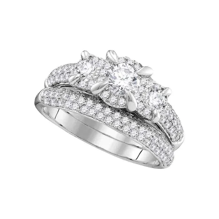 Rings North Arrow Shop 14k white gold womens round 3 stone diamond bridal wedding engagement ring band set 1 13 cttw106288 Rings North Arrow Shop 14k white gold womens round 3 stone diamond bridal wedding engagement ring band set 1 13 cttw106288
