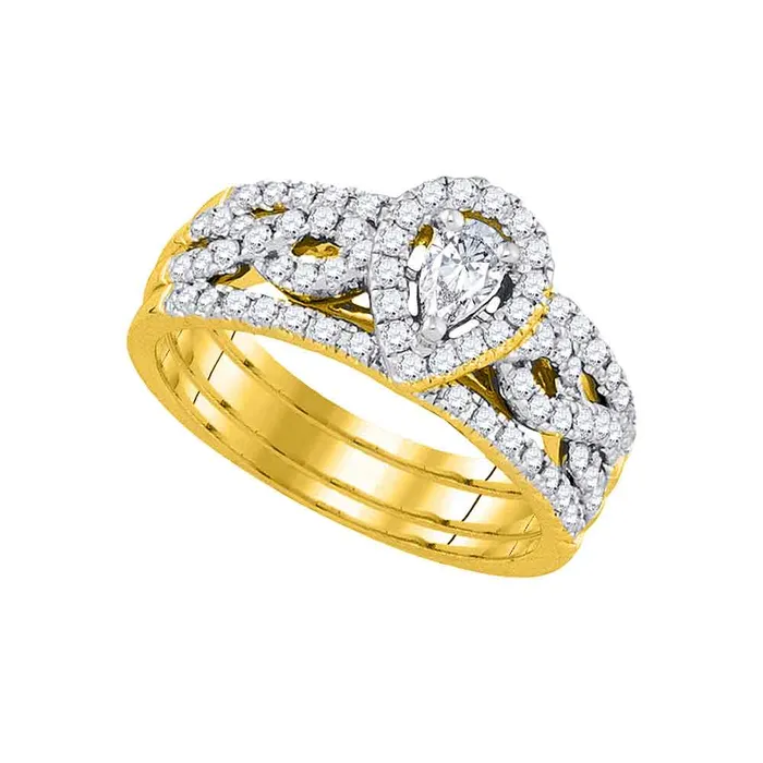 Rings North Arrow Shop 14kt yellow gold womens pear diamond 3 piece bridal wedding engagement ring band set 78 cttw92917 Rings North Arrow Shop 14kt yellow gold womens pear diamond 3 piece bridal wedding engagement ring band set 78 cttw92917