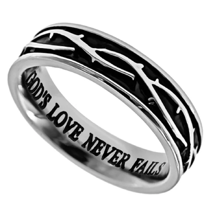 Rings North Arrow Shop Crown Of Thorns Gods Love Ring Stainless Steel Christian Bible Verse Rings North Arrow Shop Crown Of Thorns Gods Love Ring Stainless Steel Christian Bible Verse