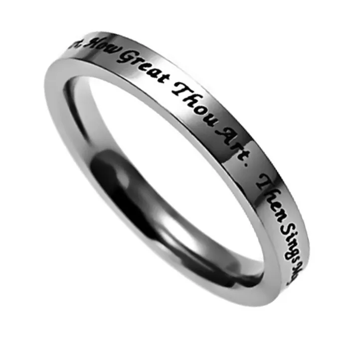 Rings North Arrow Shop How Great Thou Art Ring Stainless Steel Band Ring Hymn Inspired Rings North Arrow Shop How Great Thou Art Ring Stainless Steel Band Ring Hymn Inspired