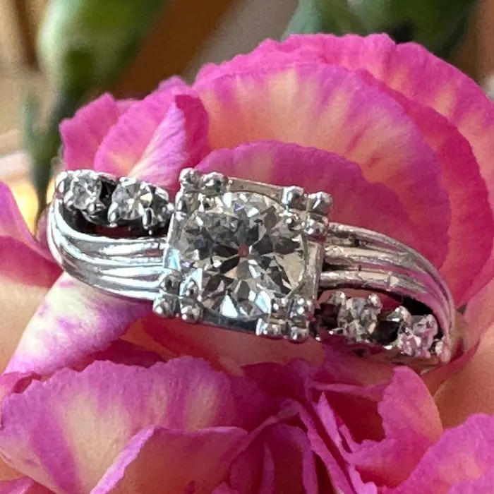 Rings ONeills Estate Jewelry 14 Karat White Gold Diamond Engagement Ring 10000990 Rings ONeills Estate Jewelry 14 Karat White Gold Diamond Engagement Ring 10000990