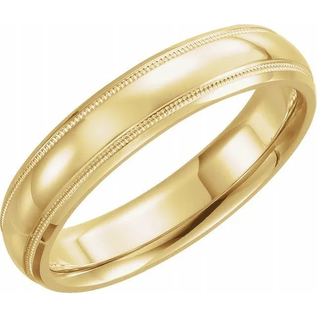 Rings TreasureFineJewelers 10K Yellow Gold 4 mm Half Round ComfortFit Band With Milgrain Rings TreasureFineJewelers 10K Yellow Gold 4 mm Half Round ComfortFit Band With Milgrain