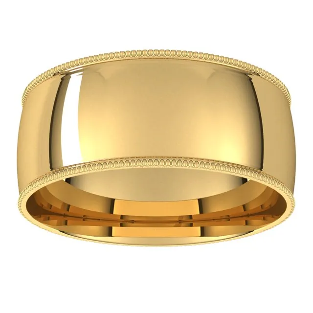 Rings TreasureFineJewelers 10K Yellow Gold 8 mm Milgrain Half Round Comfort Fit Light Wedding Band
