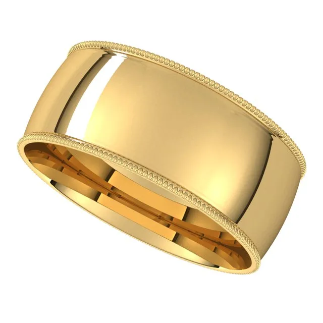 Rings TreasureFineJewelers 10K Yellow Gold 8 mm Milgrain Half Round Comfort Fit Light Wedding Band