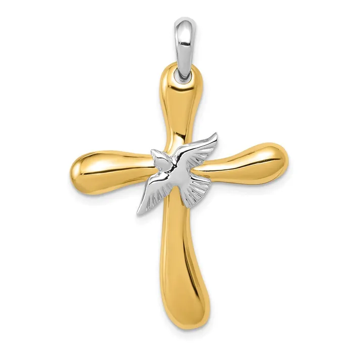 Rings TreasureFineJewelers 14k Twotone Dove Cross Pendant