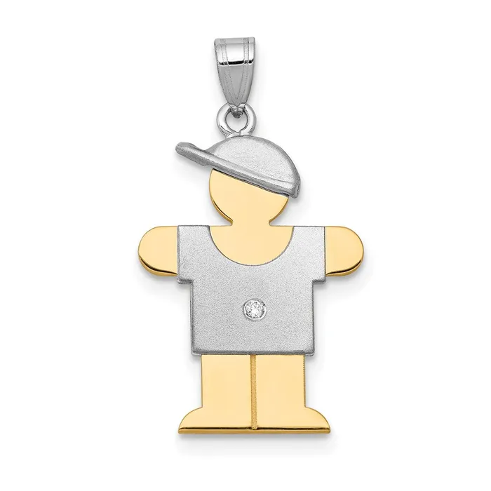 Rings TreasureFineJewelers 14k Twotone VS Diamond Kid Pendant