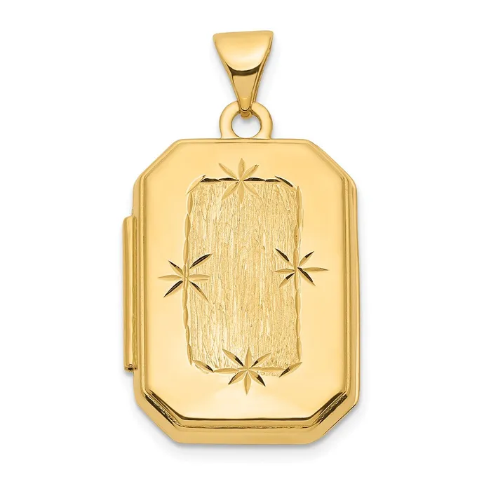 Rings TreasureFineJewelers 14k Yellow Gold Diamondcut Brushed 20mm Rectangular Locket Rings TreasureFineJewelers 14k Yellow Gold Diamondcut Brushed 20mm Rectangular Locket