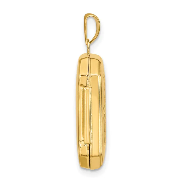 Rings TreasureFineJewelers 14k Yellow Gold Diamondcut Brushed 20mm Rectangular Locket
