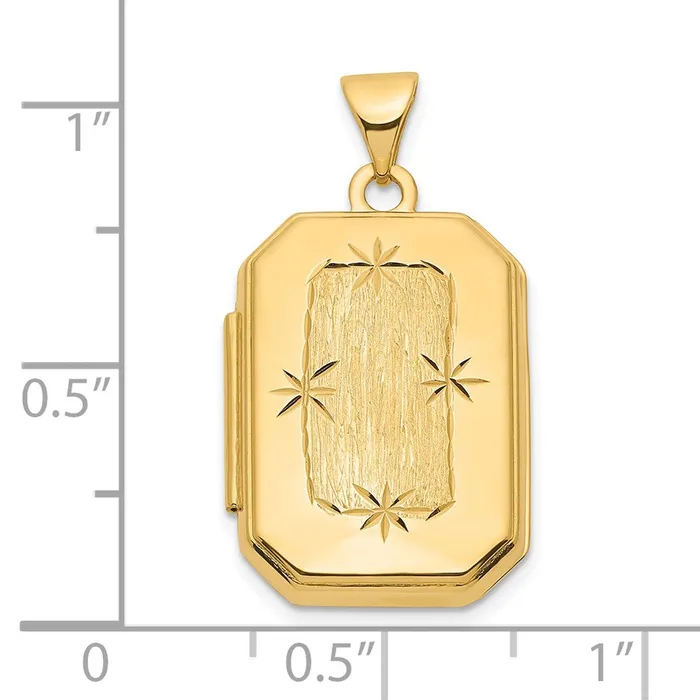 Rings TreasureFineJewelers 14k Yellow Gold Diamondcut Brushed 20mm Rectangular Locket